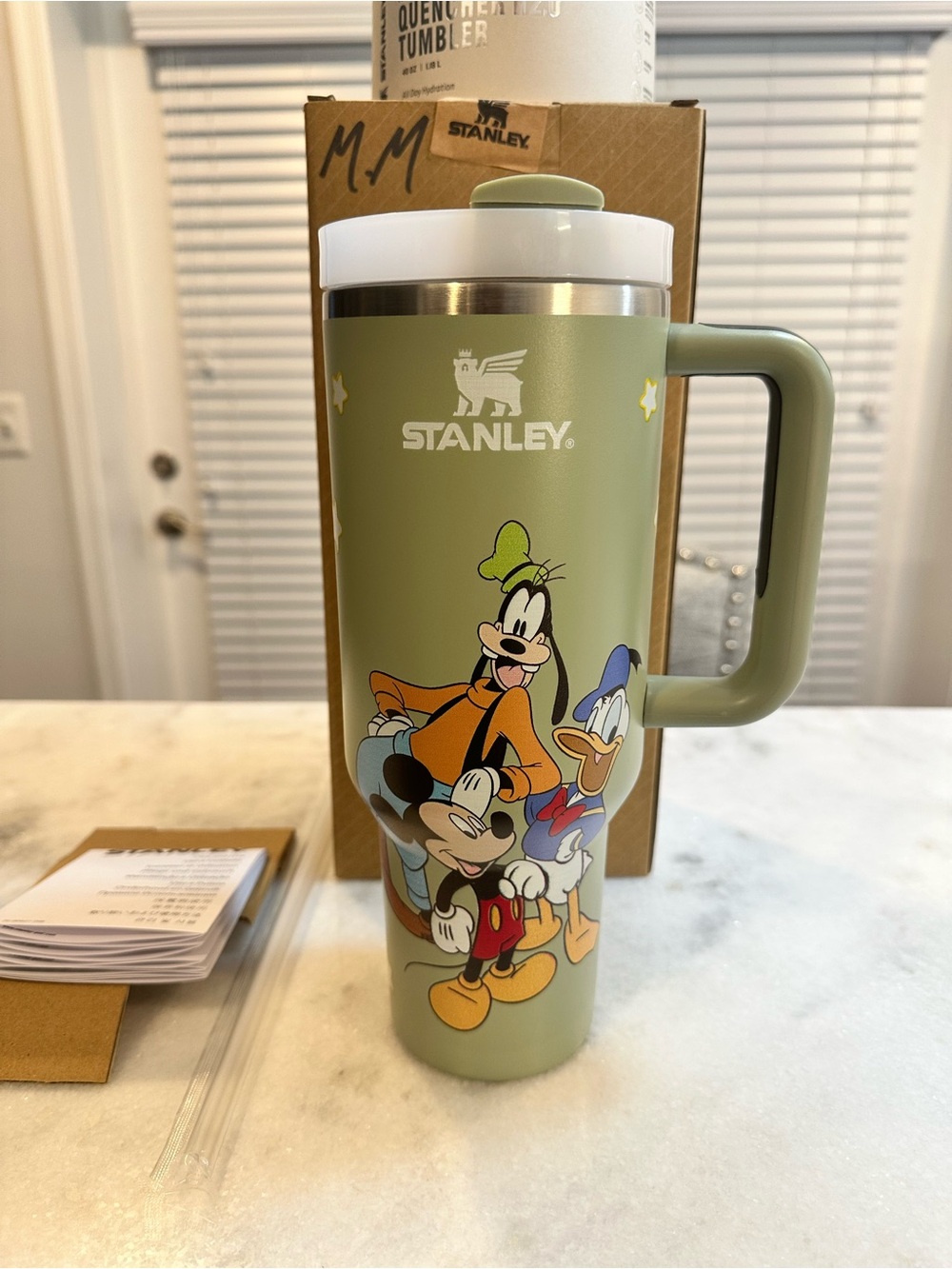 Stanley Disney Goofy Mickey Mouse & Donald Duck 40oz Quencher H20 Green Tumbler